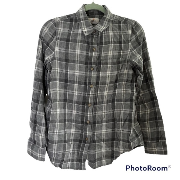 Marine Layer Meadow Button Down Gray Plaid Open Back Size XS Fall Basic - Picture 2 of 7